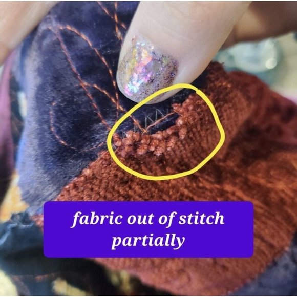 Vintage 90s XL Patchwork Velvet Jacket Reversible Floral‎ Whimsigoth Burgandy - Picture 11 of 14